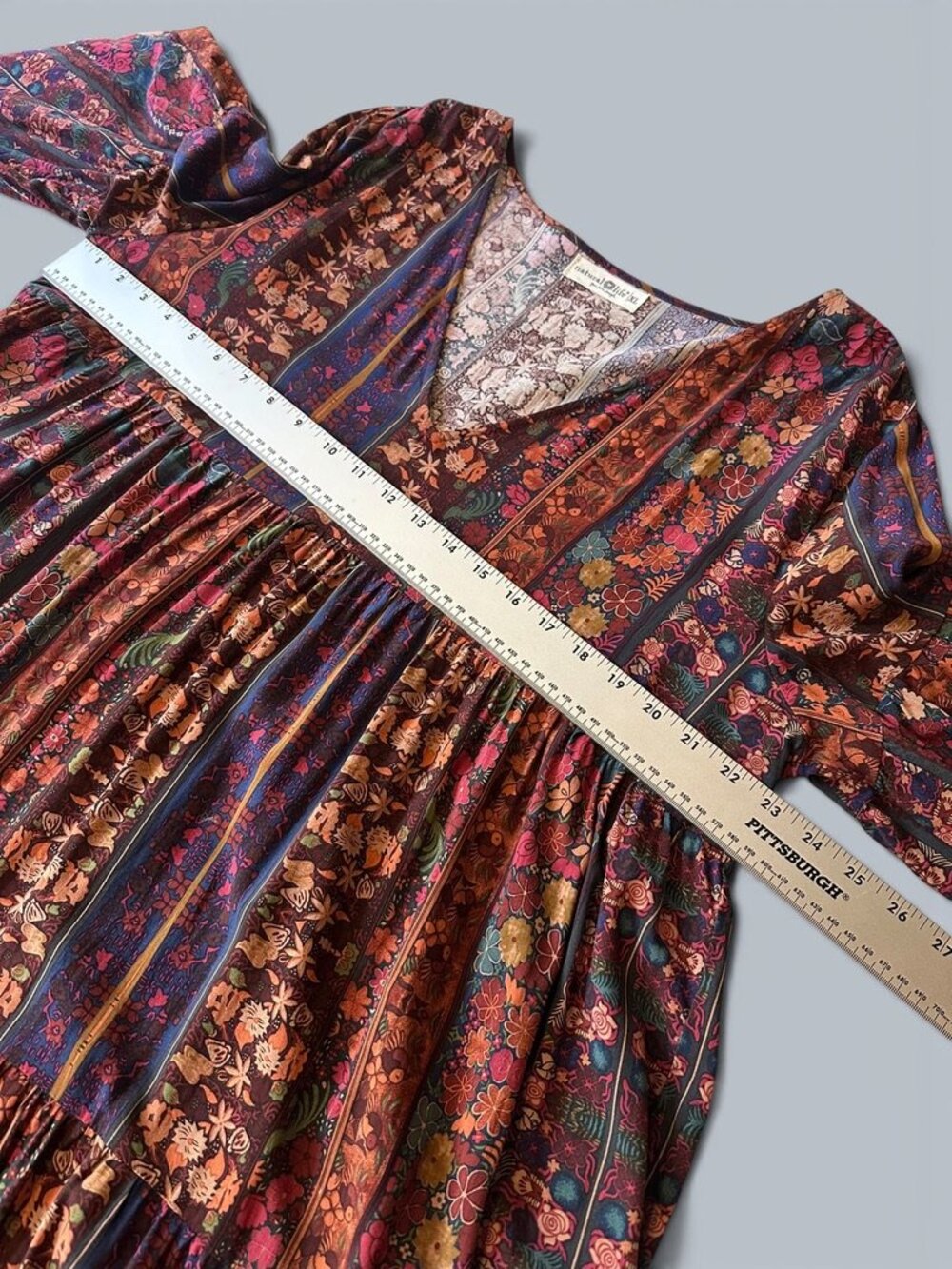 NATURAL LIFE Women's Tiered CHARLOTTE Midi Dress Tropical Fuchsia Stripes XL - Picture 9 of 9